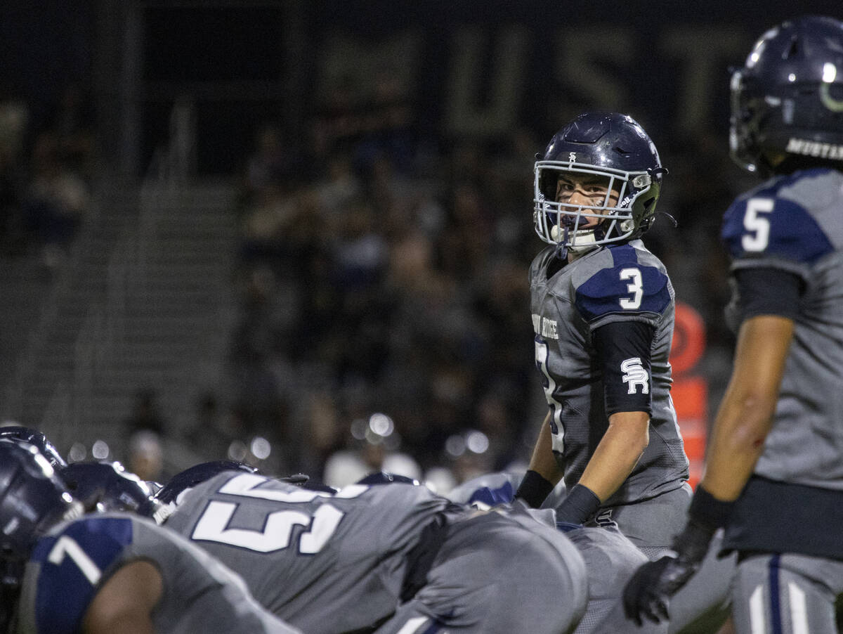 Shadow Ridge quarterback Ula Cox (3) competes during the high school football game against Fait ...