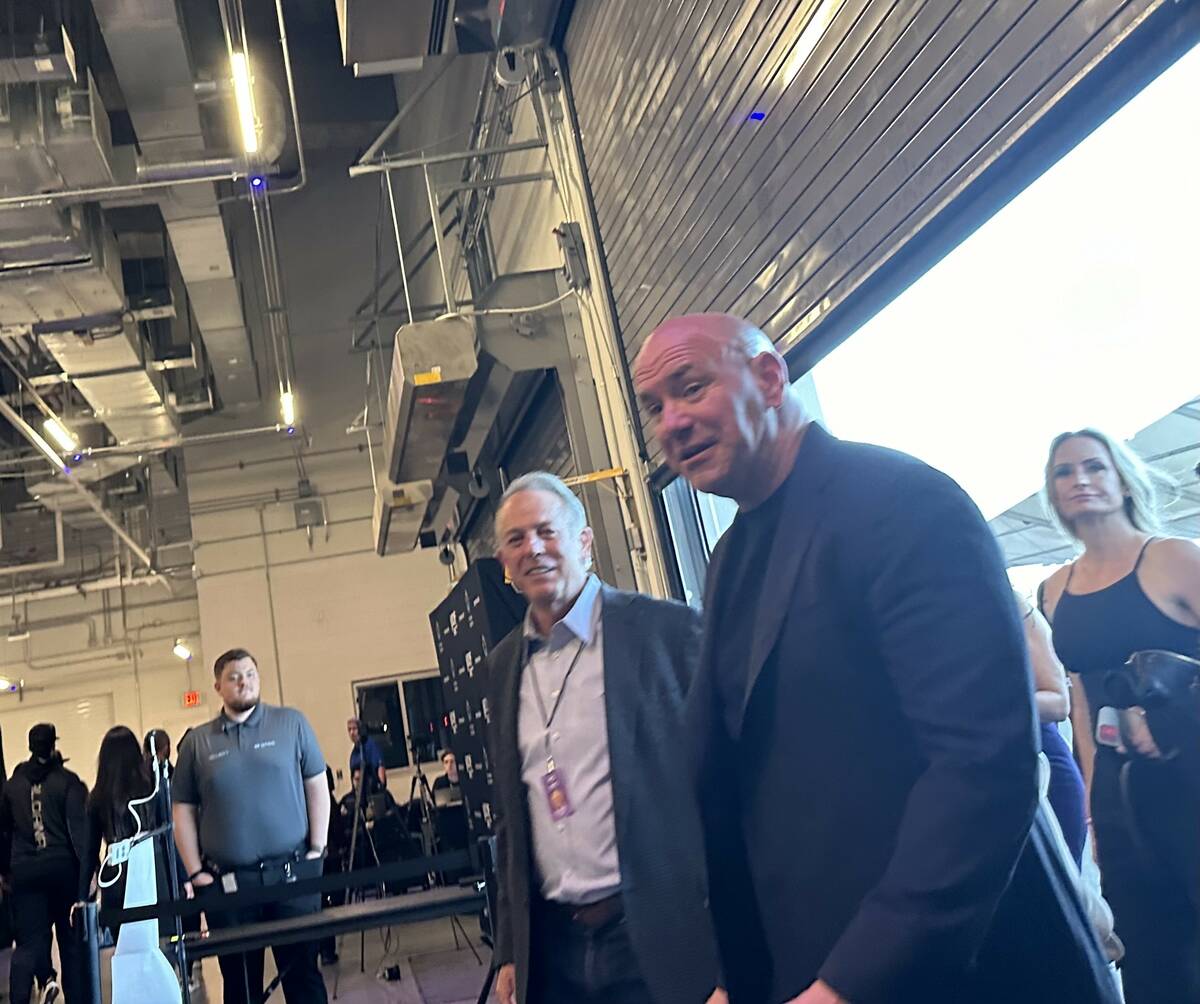 Gov. Joe Lombardo enters Sphere with UFC President Dana White, ahead of UFC 306. (Mick Akers/La ...