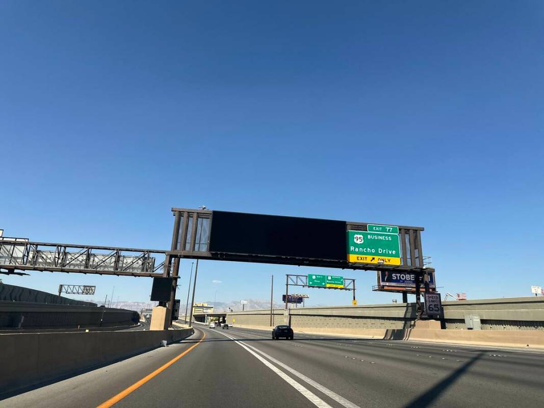 An active traffic management sign U.S. Highway 95 on Sunday, Sept. 15, 2024. Twelve more of the ...