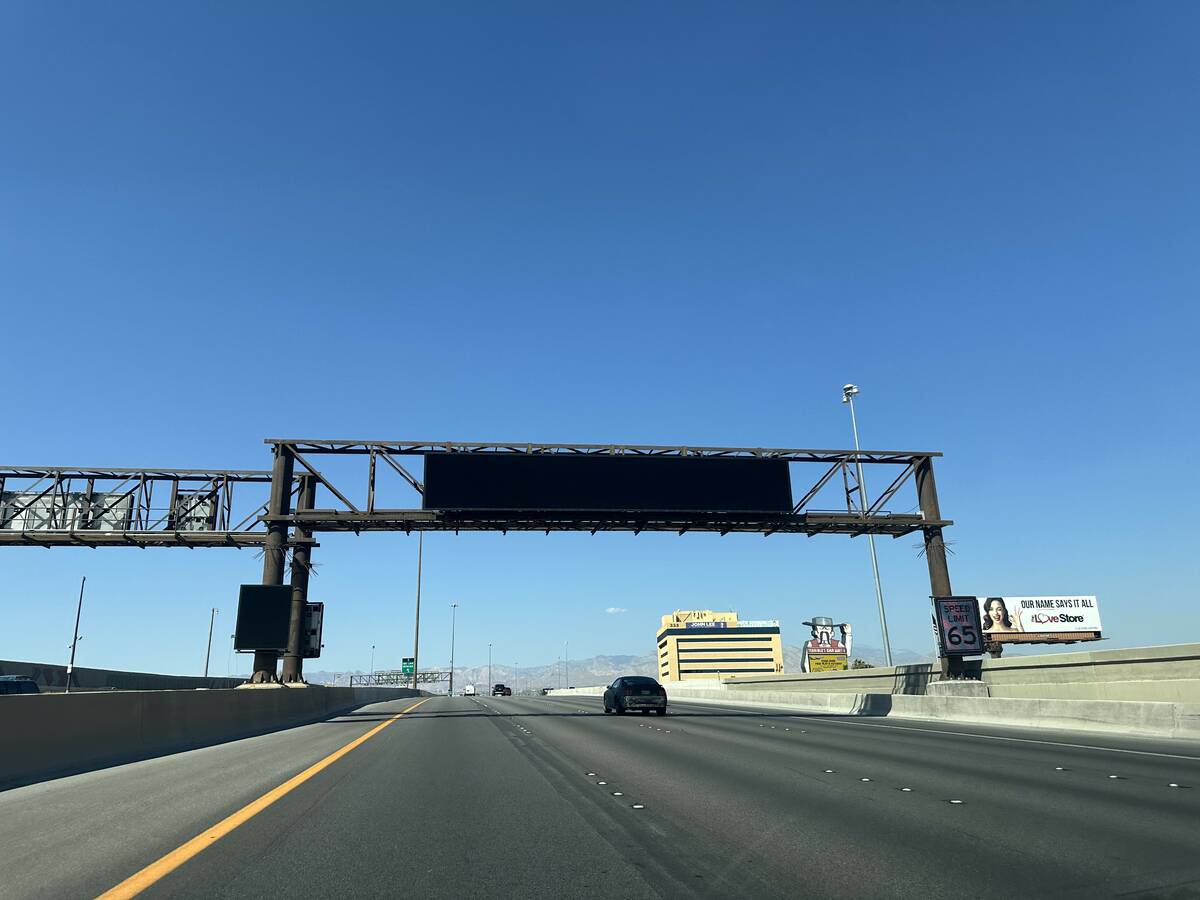 An active traffic management sign U.S. Highway 95 on Sunday, Sept. 15, 2024. Twelve more of the ...