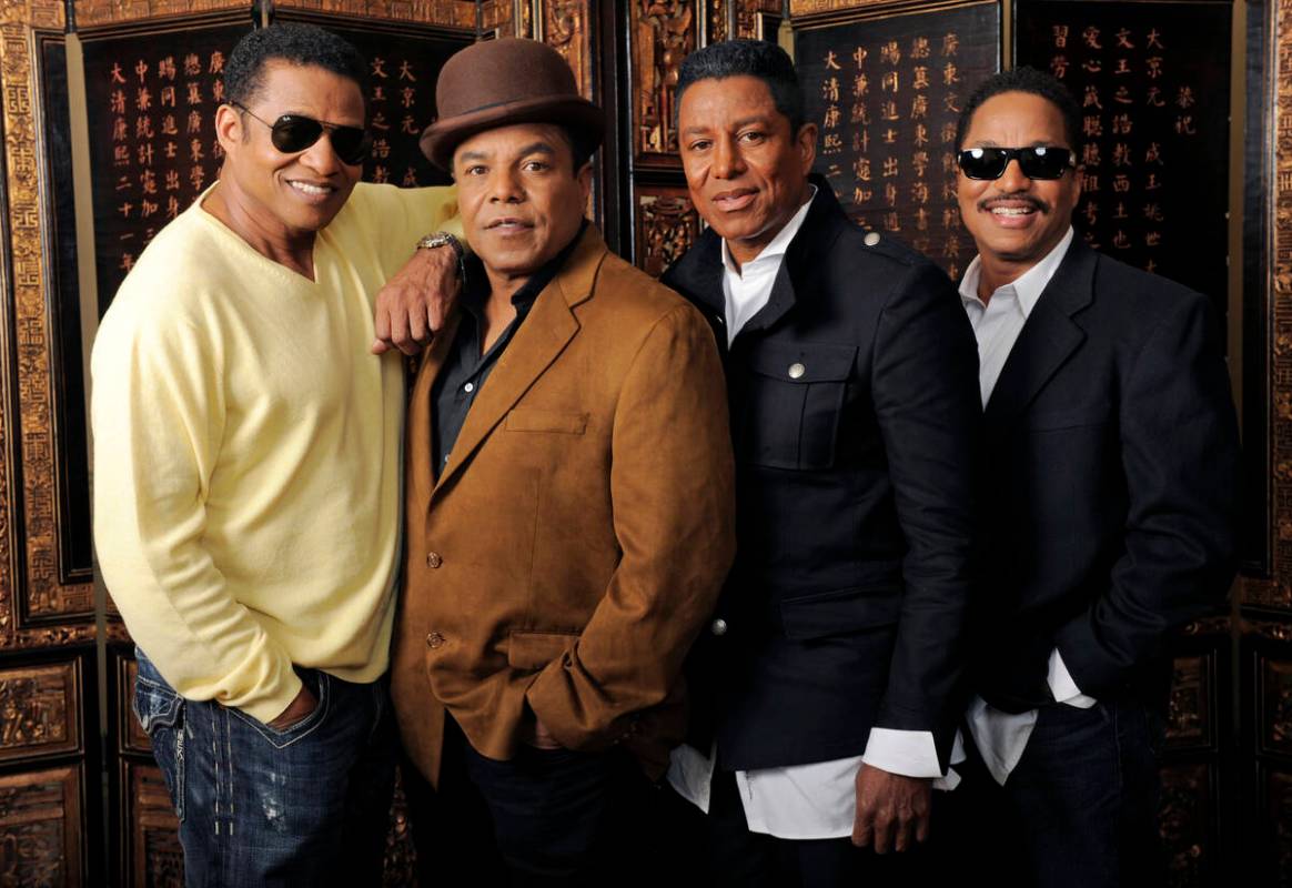 FILE - From left, brothers Jackie Jackson, Tito Jackson, Jermaine Jackson and Marlon Jackson po ...