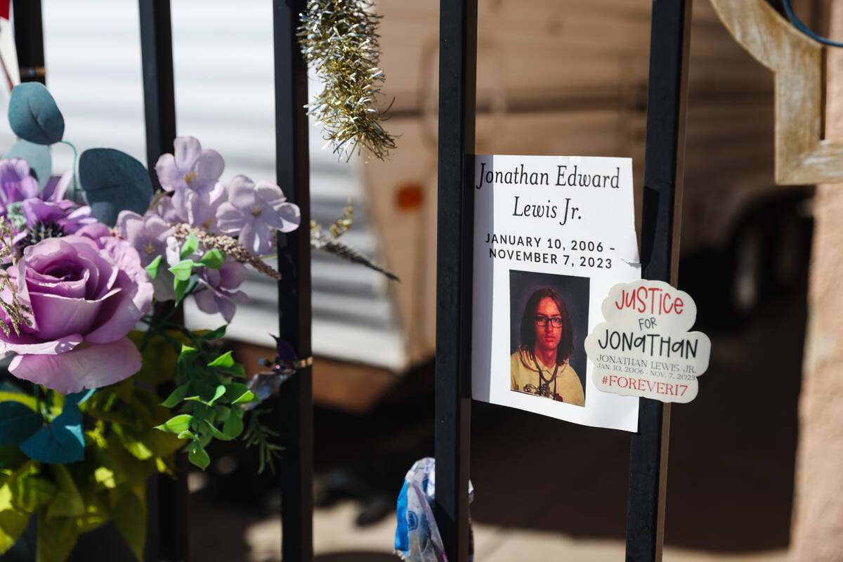 A memorial for Jonathan Lewis, a student from Rancho High School who was attacked by a group of ...