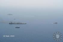 In this photo released of EUNAVFOR ASPIDES, the EU naval mission working in the Red Sea, on the ...