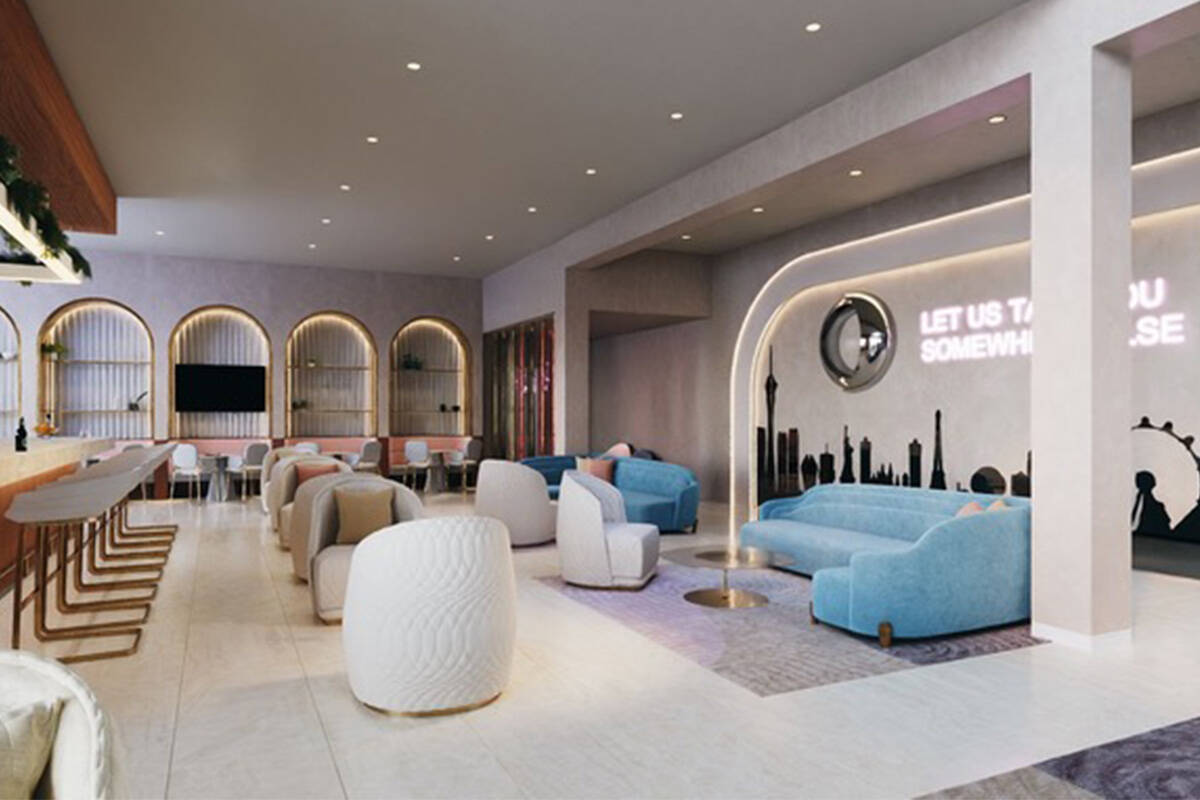 The lobby at Otonomus Hotel as show in a rendering. The 303-unit hotel and apartment complex is ...