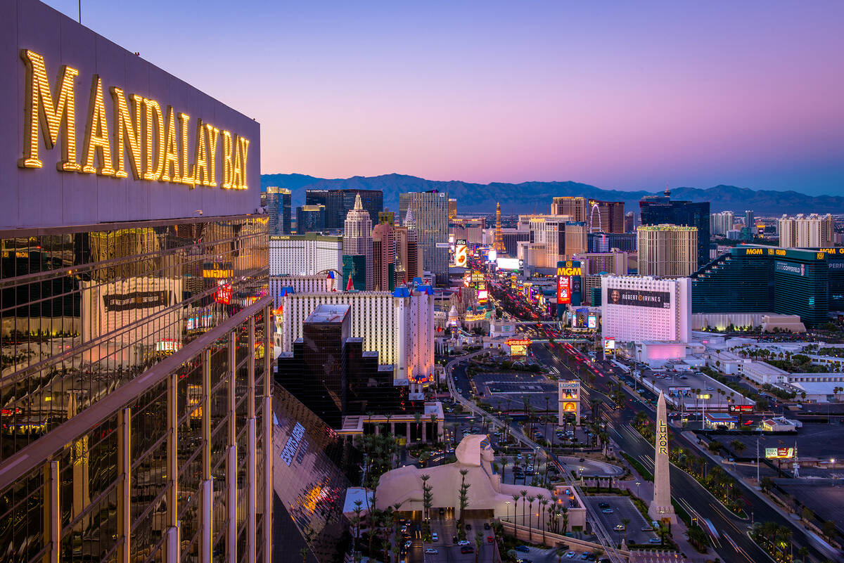 A view of the Las Vegas Strip from the Foundation Room at the top of Mandalay Bay. (Kristopher ...