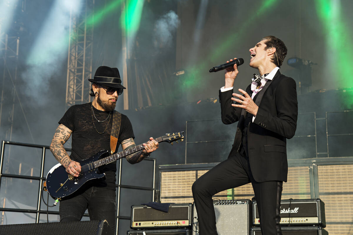 FILE - Dave Navarro, left, and Perry Farrell of Jane's Addiction peform during KAABOO 2017 at t ...