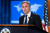 FILE - Secretary of State Antony Blinken speaks during a news conference at the Department of S ...