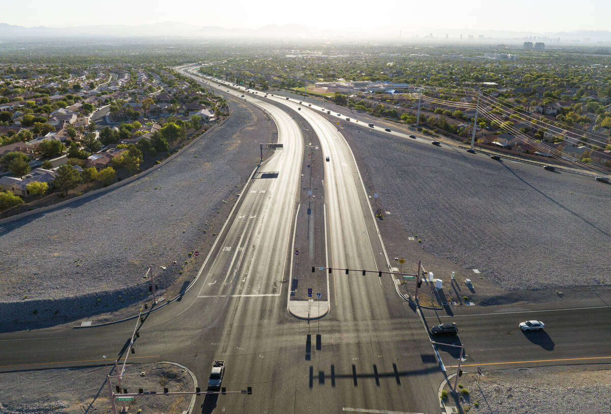 An aerial view of the current 215 Beltway and Summerlin Parkway, on Tuesday, Sept. 17, 2024, in ...