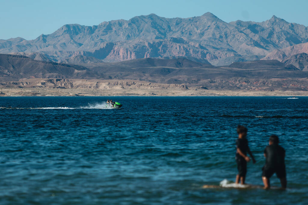 People enjoy the water during Memorial Day weekend at Lake Mead National Recreation Area on Sun ...