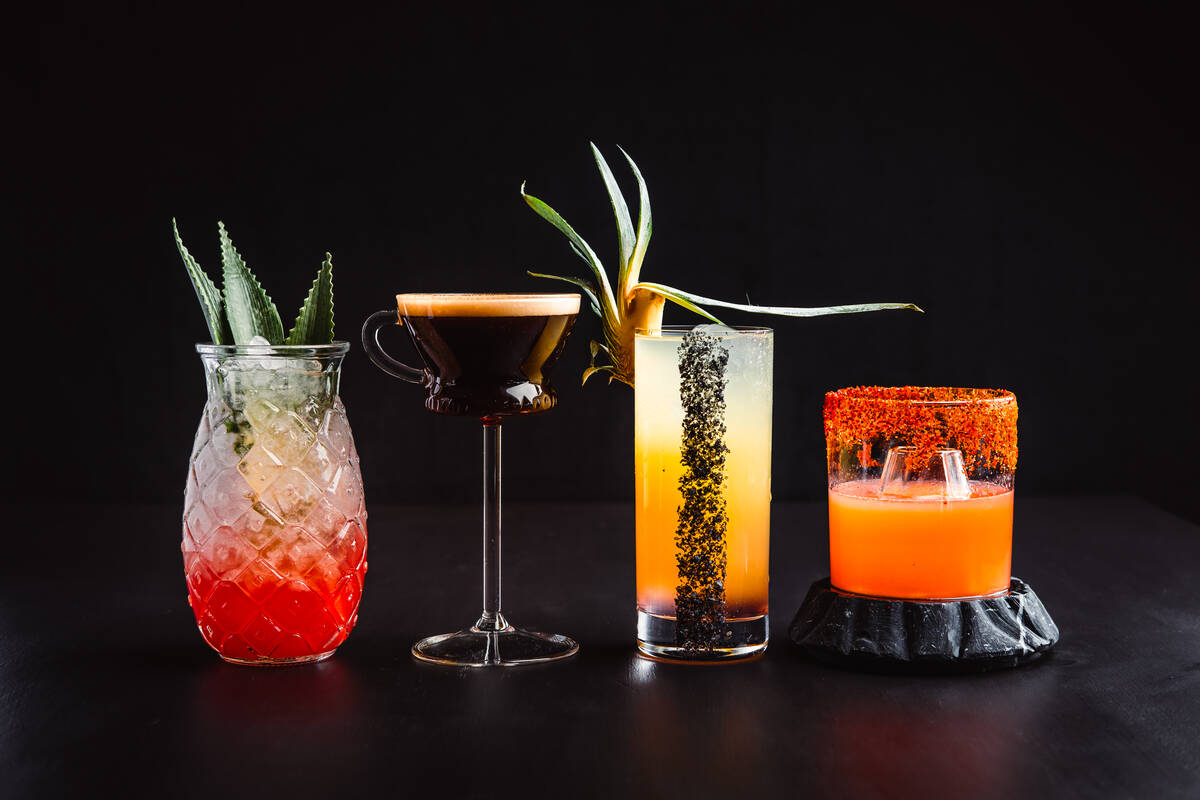 from left: Desert Mirage, Noche Oscura, Birds of Paradise and Fuego Volcán cocktails from Amay ...