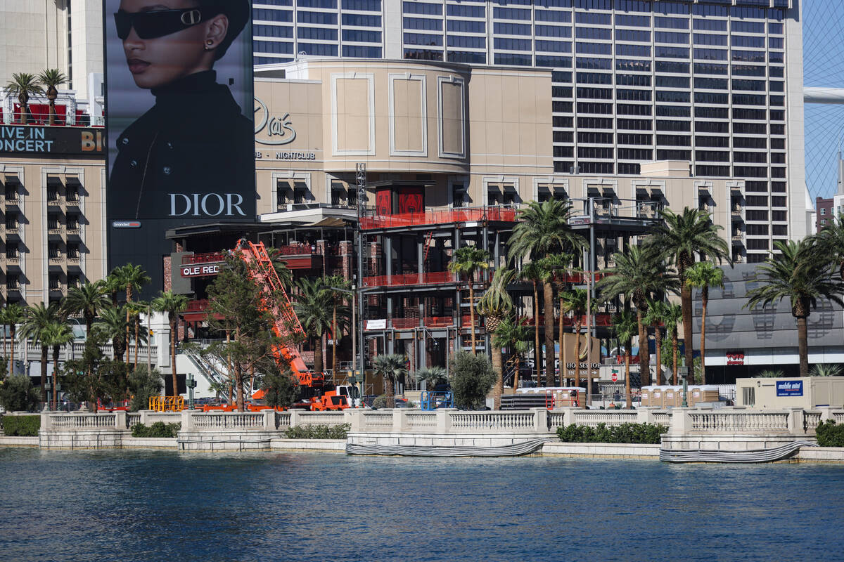 Empty spaces where trees once stood outside the Bellagio hotel-casino in Las Vegas, Tuesday, Se ...