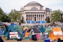 Student protesters camp on the campus of Columbia University, Tuesday, April 30, 2024, in New Y ...