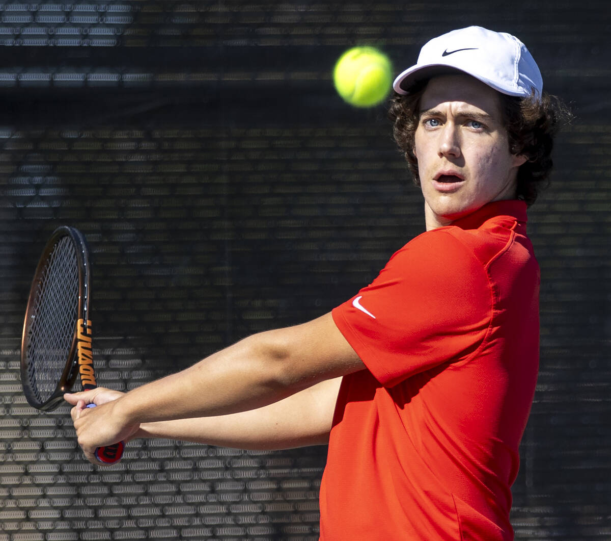 Coronado’s Jacob Gardner competes during the high school tennis matches against Basic at ...