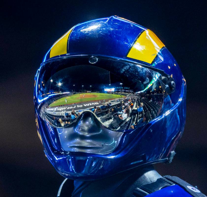 The Aviator has the game reflected in his helmet as they battle the El Paso Chihuahuas during t ...