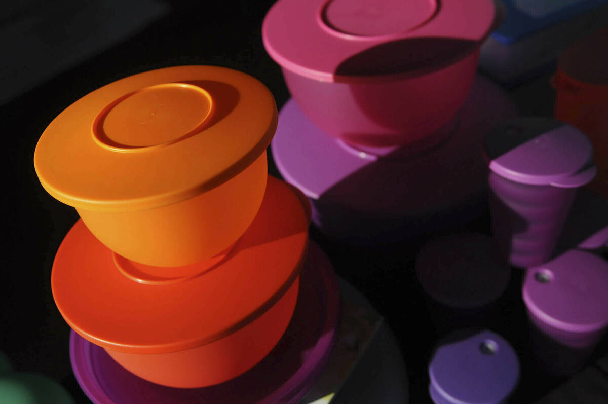 Colorful Tupperware products are seen in Bellflower, Calif. on Aug. 5, 2011. (AP Photo/Garrett ...