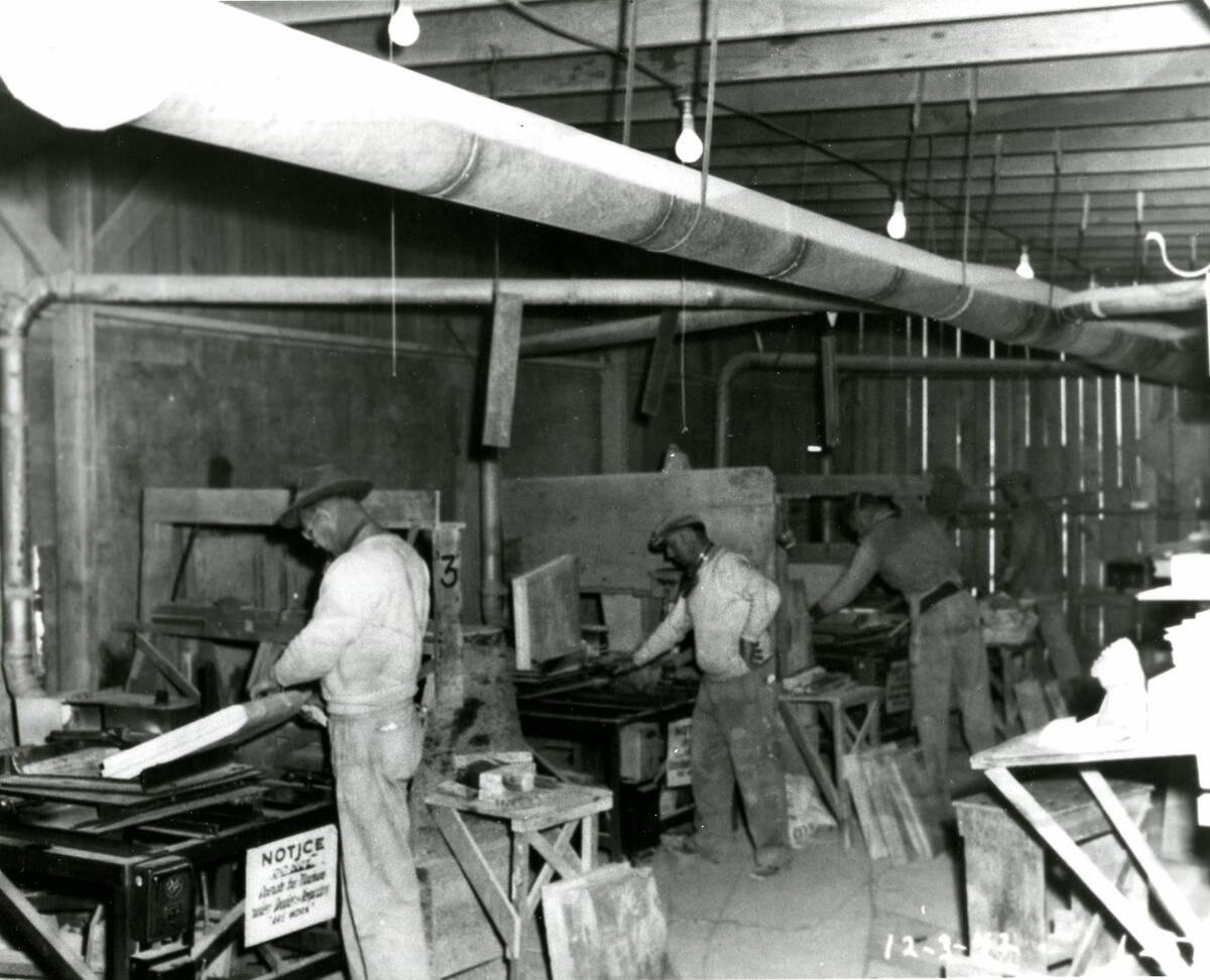 Black men work inside the Basic Magnesium, Inc. plant in Henderson in this Dec. 3, 1942 photo. ...