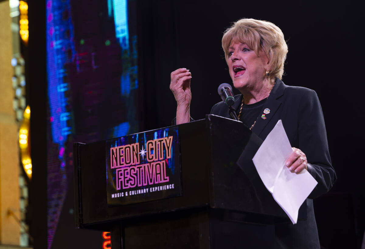 Las Vegas Mayor Carolyn Goodman speaks before the first announcement of performers for the new ...