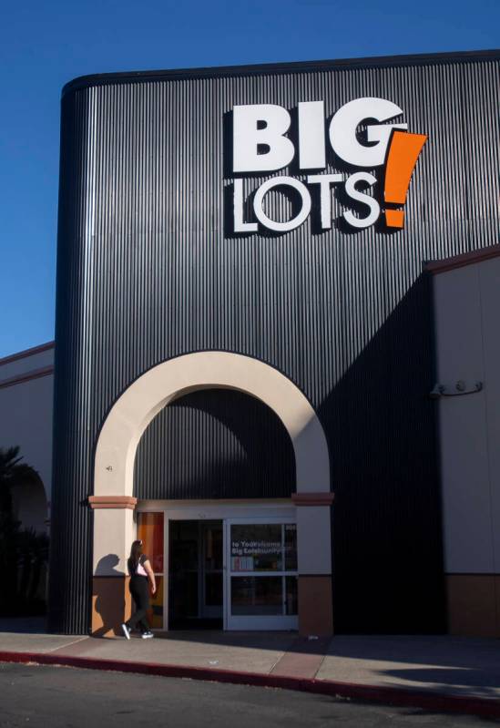 A woman walks into a Big Lots, Wednesday, Sept. 18, 2024, in Las Vegas. Seven Big Lots within t ...