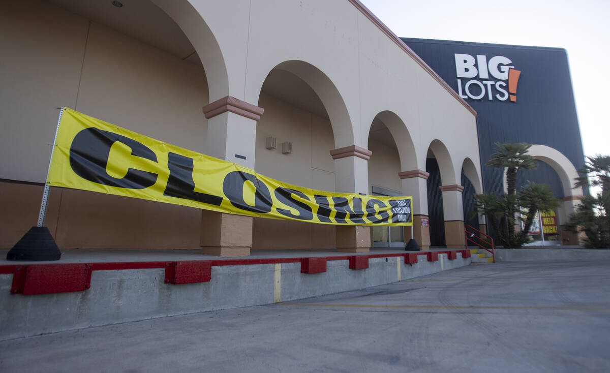 A closing sign sits outside a Big Lots, Wednesday, Sept. 18, 2024, in Las Vegas. Seven Big Lots ...