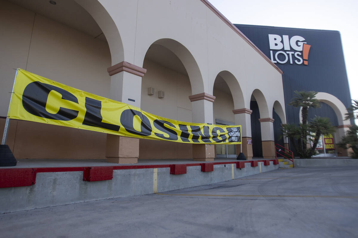 A closing sign sits outside a Big Lots, Wednesday, Sept. 18, 2024, in Las Vegas. Seven Big Lots ...