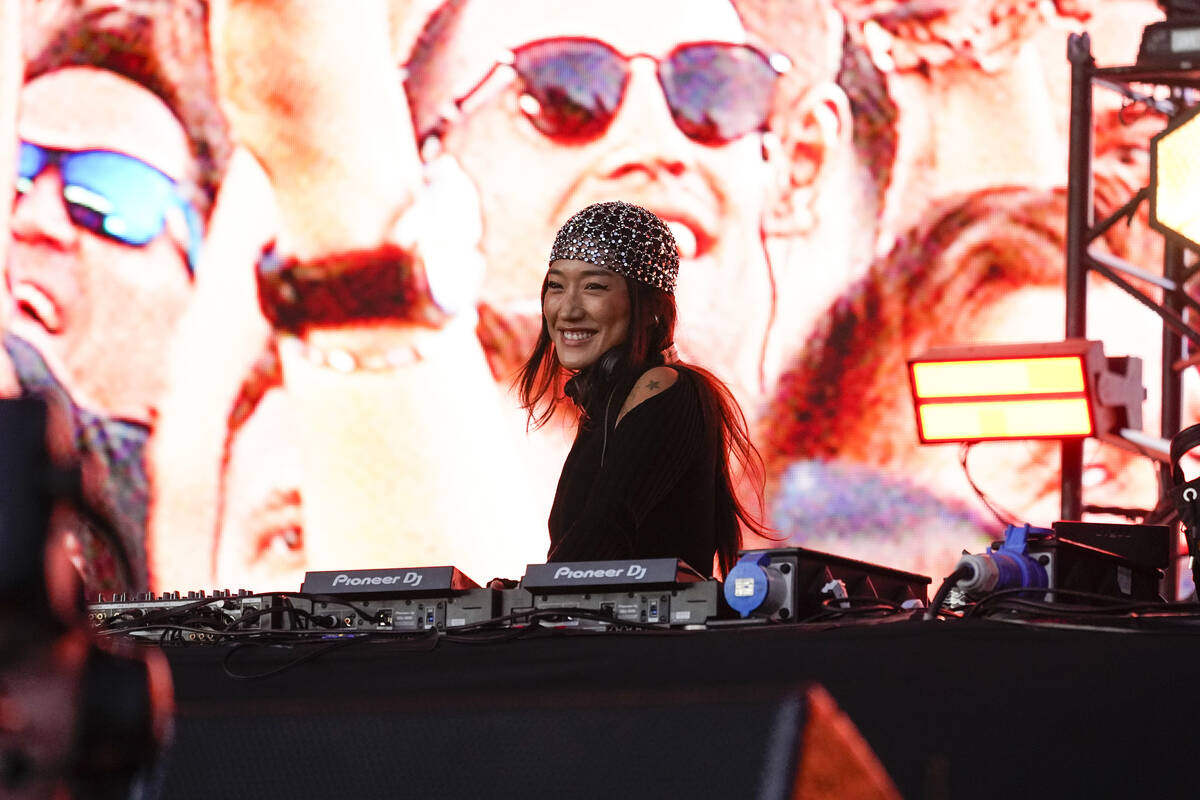 Peggy Gou performs onstage at Field day, at Victoria Park, in London, Saturday, Aug. 20, 2022. ...