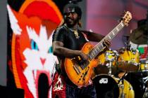 Thundercat performs on the third day of the NFL football draft, Saturday, April 29, 2023, in Ka ...