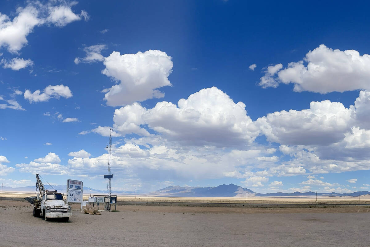 A nearly empty parking lot is seen outside the Little A'Le'Inn in Rachel, Nevada, September 1, ...