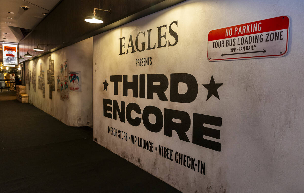 Entry way to the Eagles exclusive fan experience Third Encore debuting today at the Venetian on ...