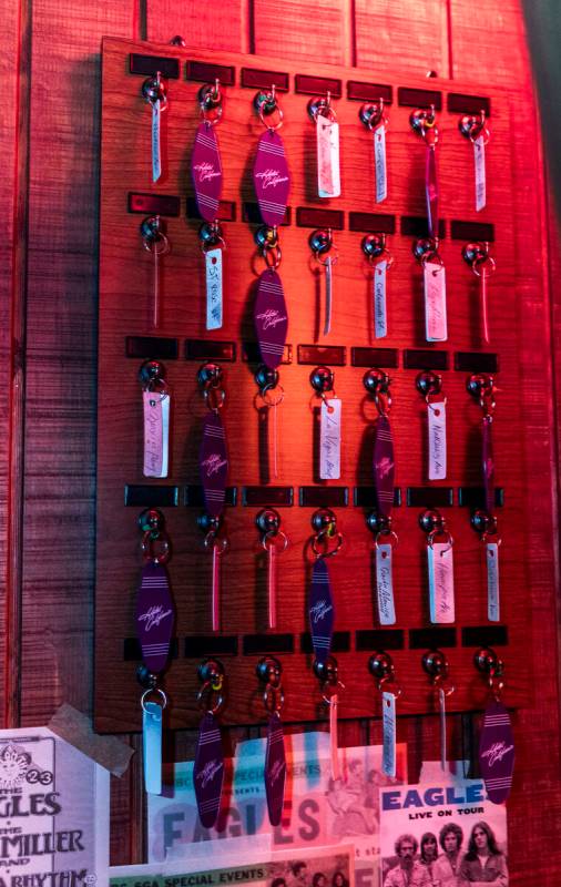 Eagles member Timothy B. Schmit kept motel keys displayed behind the bar in the Troubadour repl ...