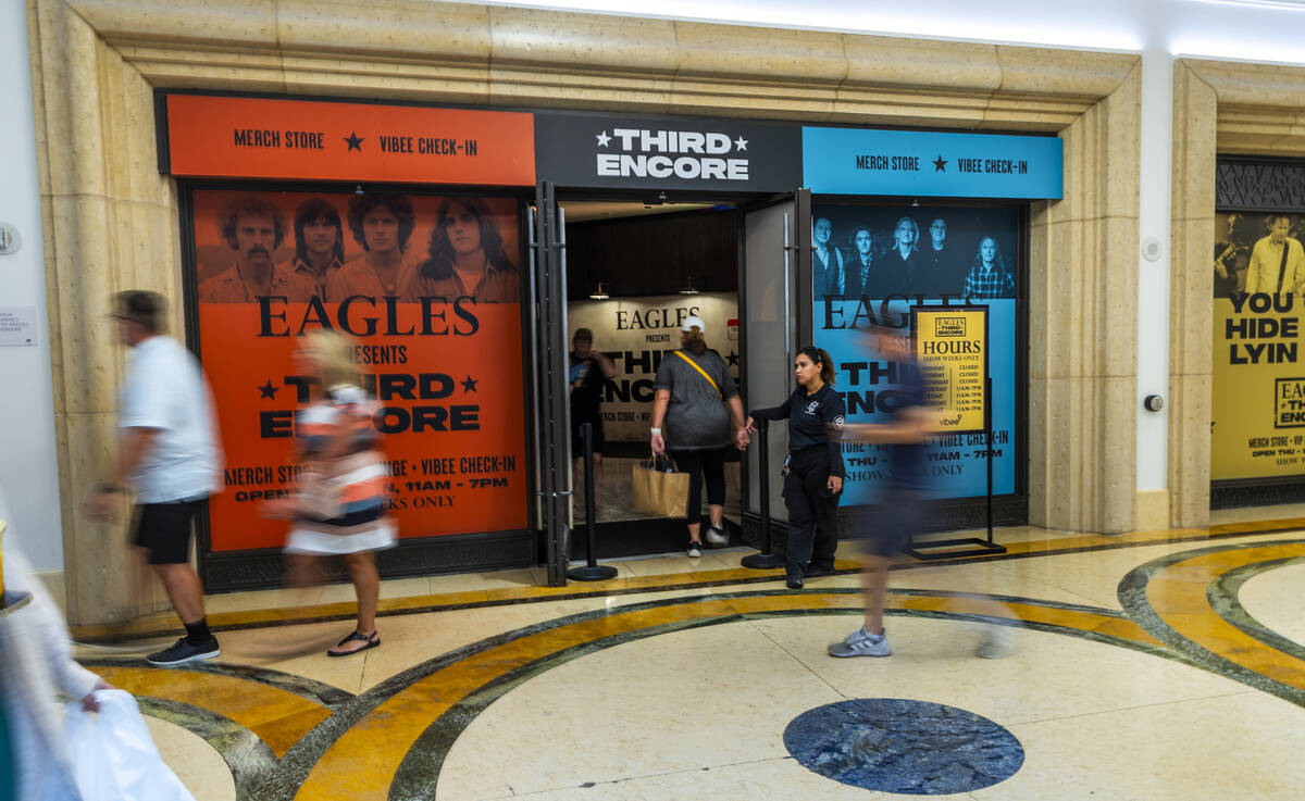 Exterior of the Eagles exclusive fan experience Third Encore debuting today at the Venetian on ...