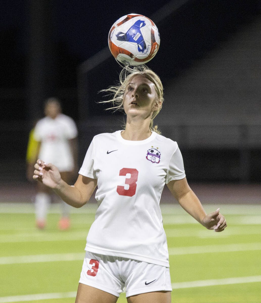 Coronado junior Alexandra Milano (3) receives the ball during the high school soccer game again ...