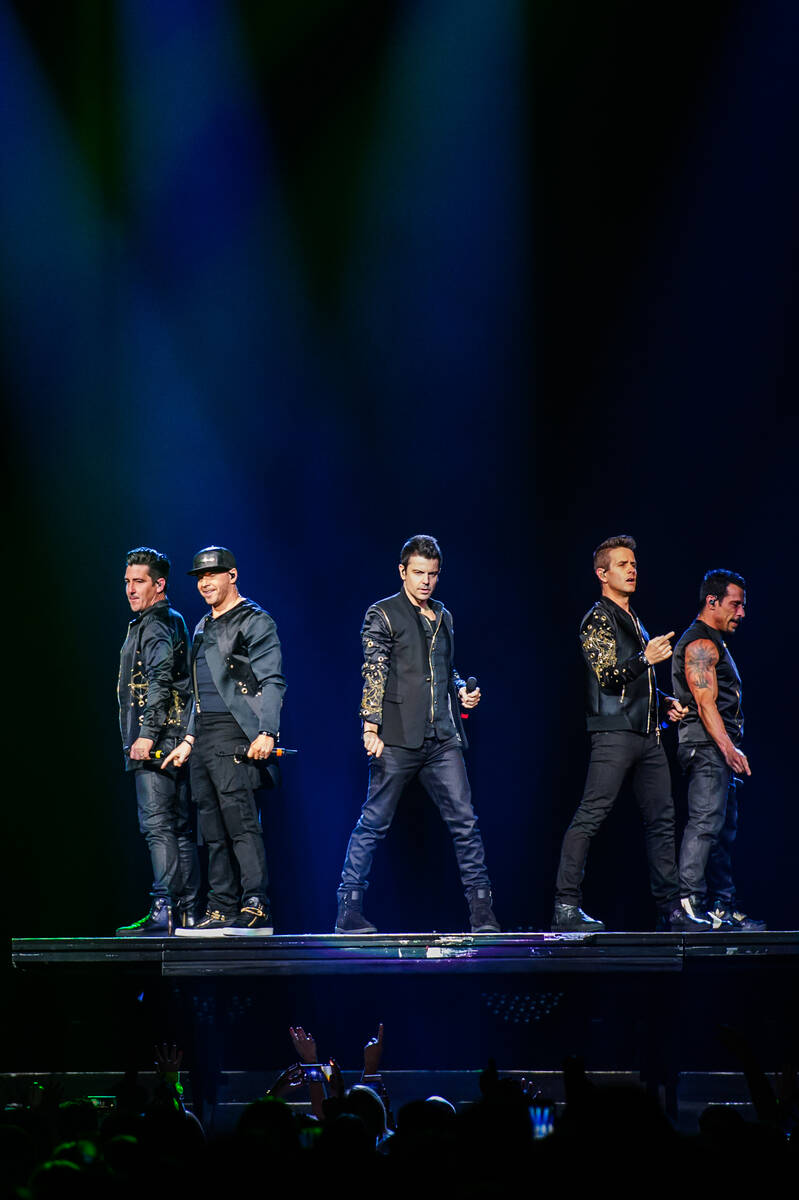 New Kids on the Block are shown at T-Mobile Arena on Sunday, May 28, 2017, in Las Vegas. (Brent ...