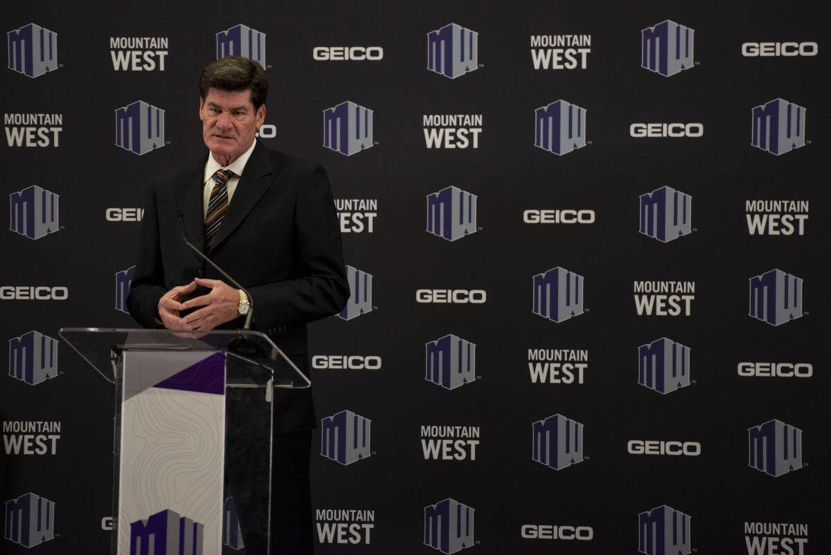 Mountain West commissioner Craig Thompson speaks at media day for the Mountain West conference ...