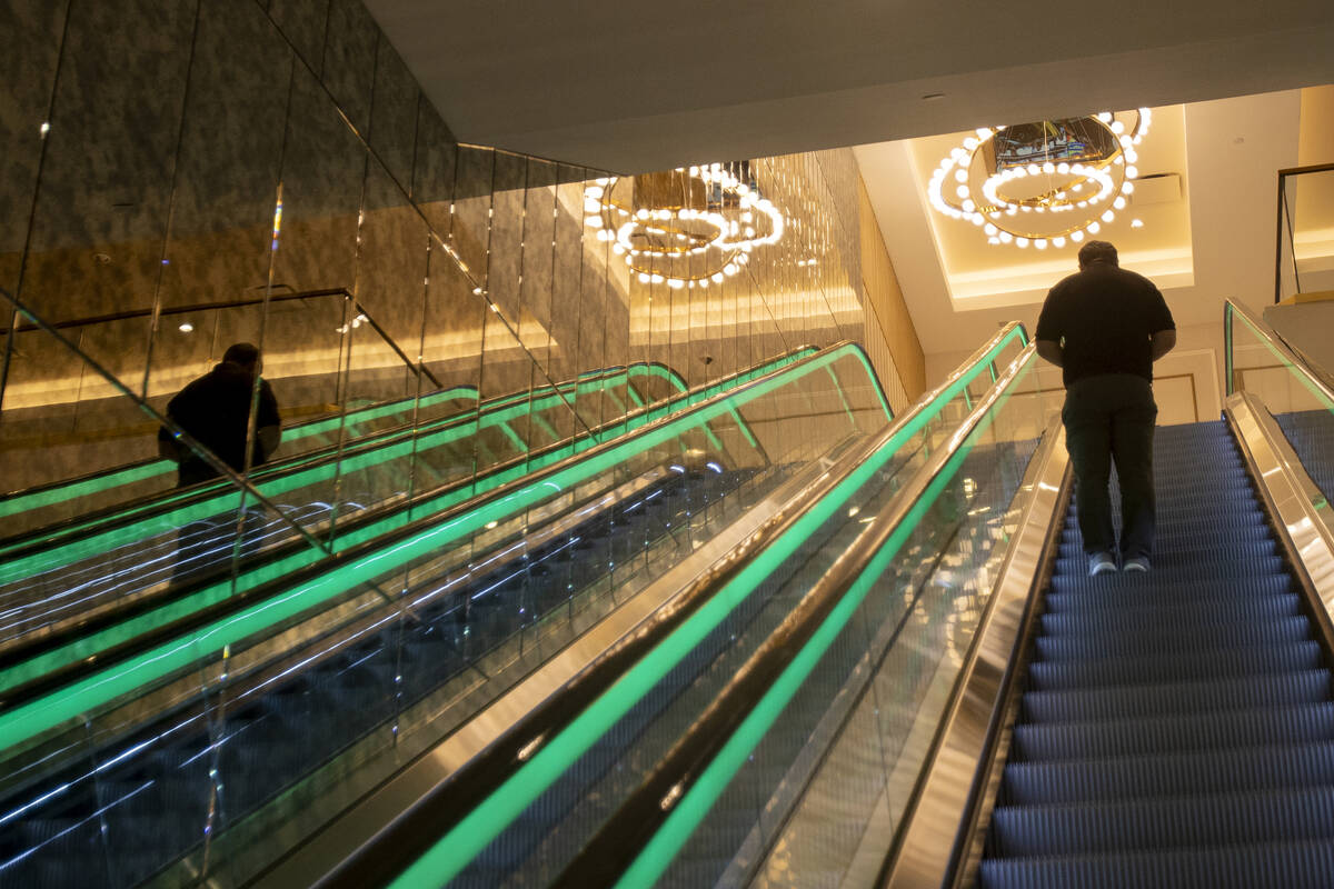 An employee tours the new Skybridge at the Paris Las Vegas, Friday, Sept. 20, 2024, in Las Vega ...