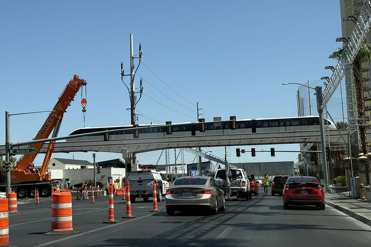 Traffic on Harmon Avenue between Las Vegas Boulevard and Koval Lane on Saturday, Sept. 21, 2024 ...