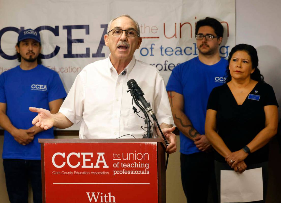 Clark County Education Association executive director John Vellardita talks during a September ...