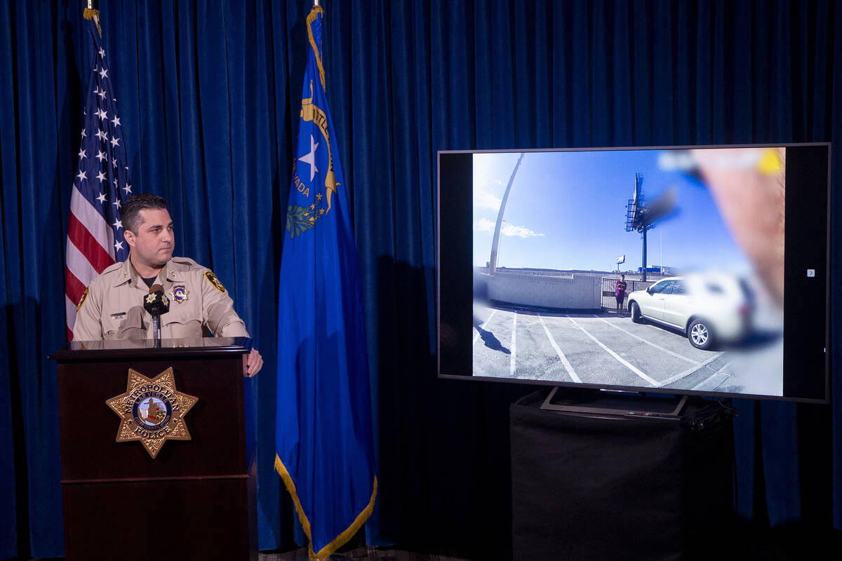 Metro Police Department’s Assistant Sheriff Dori Koren, left, watches body camera footag ...