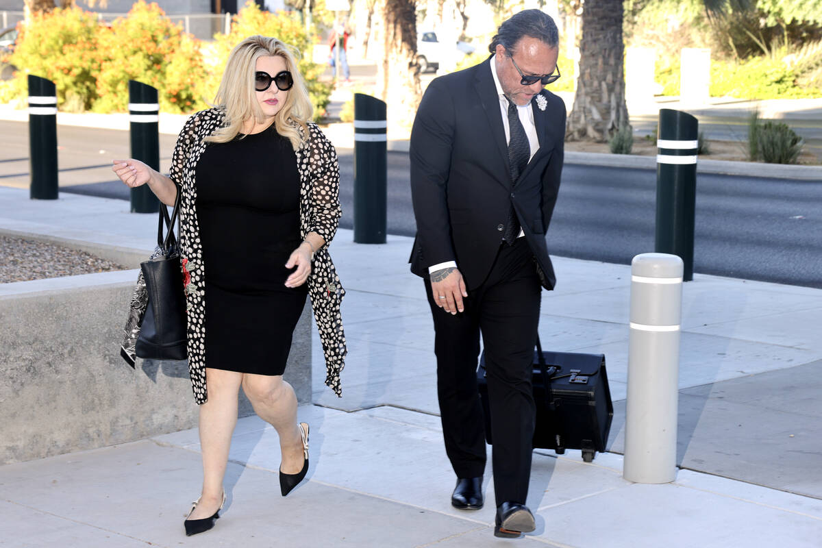 Former Las Vegas City Councilwoman Michele Fiore arrives for her wire fraud trial at the Lloyd ...