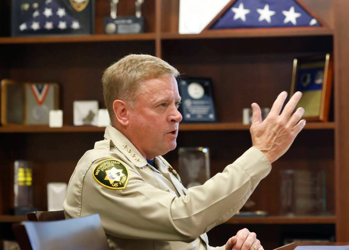 Clark County Sheriff Kevin McMahill speaks during an interview with the Review-Journal at Metro ...