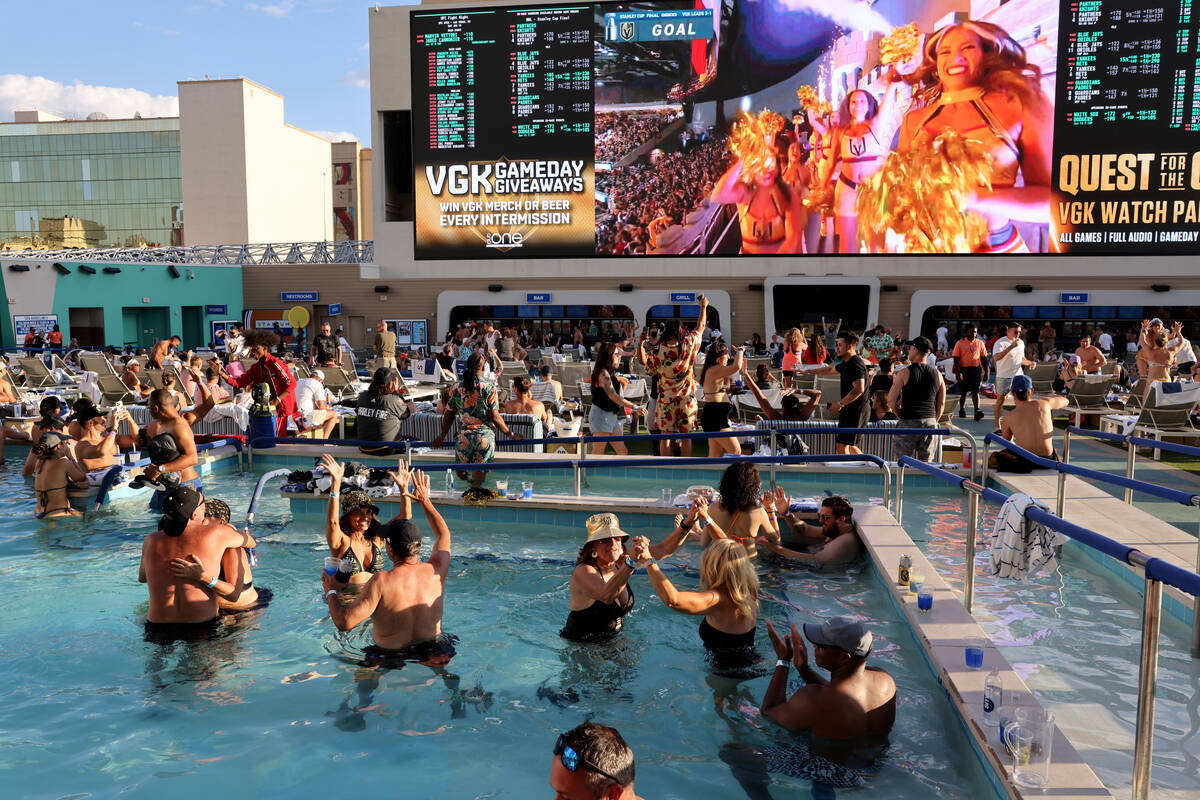 People at Stadium Swim at Circa in downtown Las Vegas Tuesday, June 13, 2023. (K.M. Cannon/Las ...