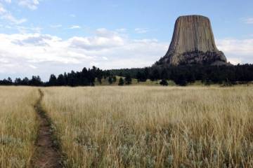 This July 29, 2017 photo shows Devils Tower in northeastern Wyoming. (AP Photo/Susan Montoya Bryan)