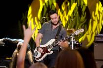 Neon Trees bassist and former Las Vegan Branden Campbell plays during a concert at the Fremont ...