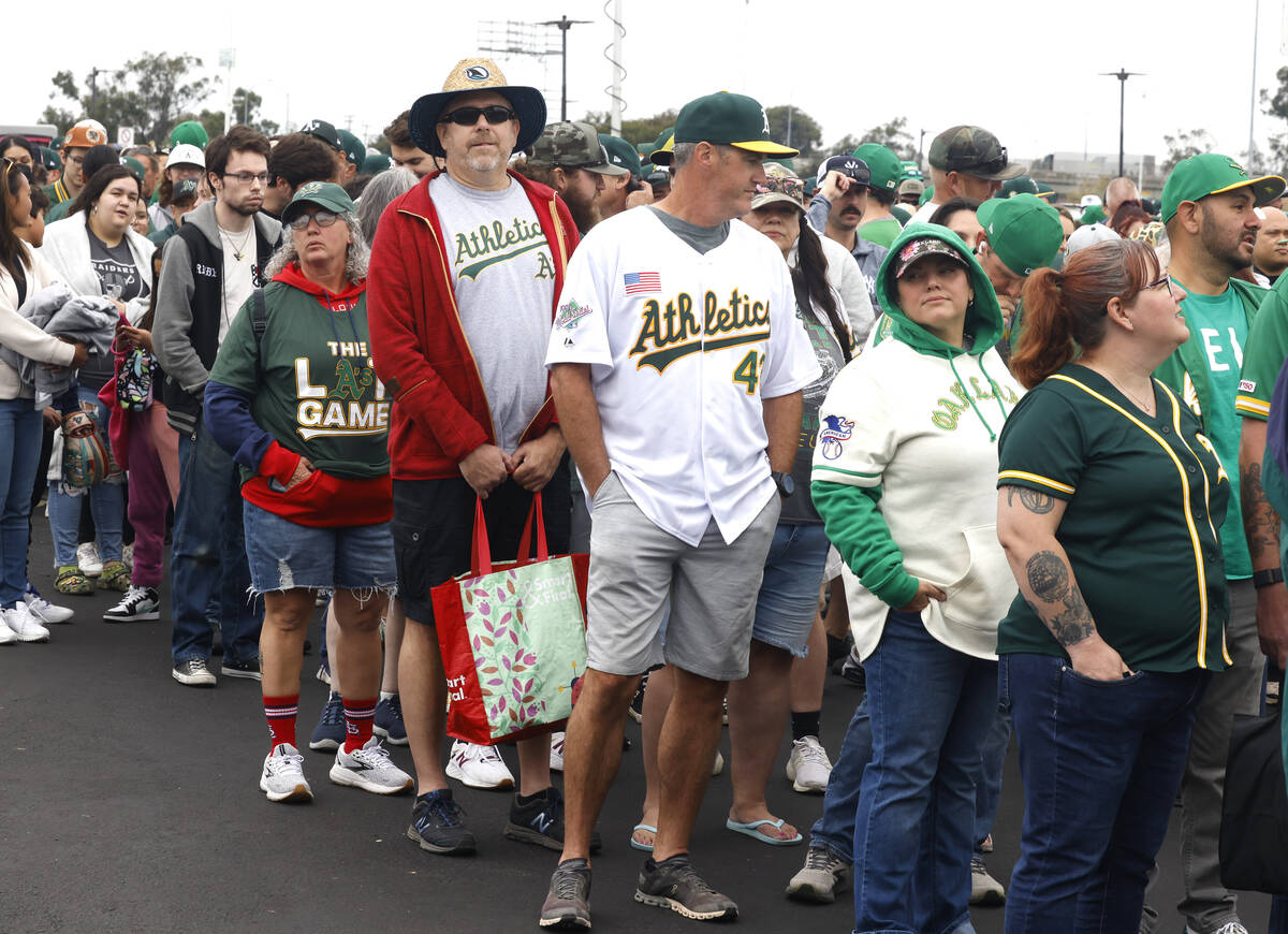 Fans line up to attend Oakland Athletics final home game against the Texas Rangers at Oakland C ...