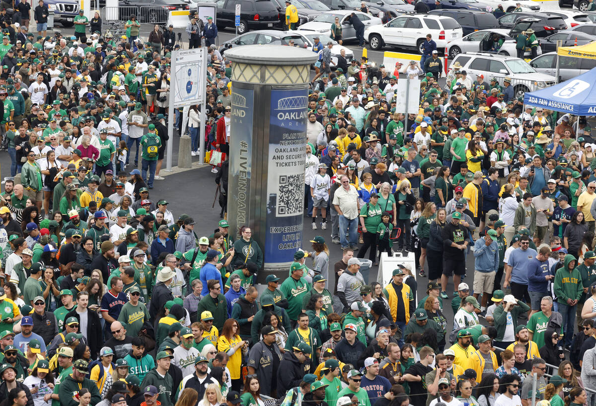 Fans line up to attend Oakland Athletics final home game against the Texas Rangers at Oakland C ...