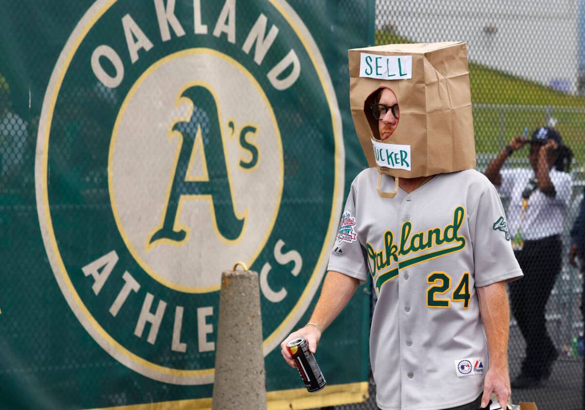 Dominic Vallejo arrives at Oakland Coliseum to attend Oakland Athletics final home game agains ...