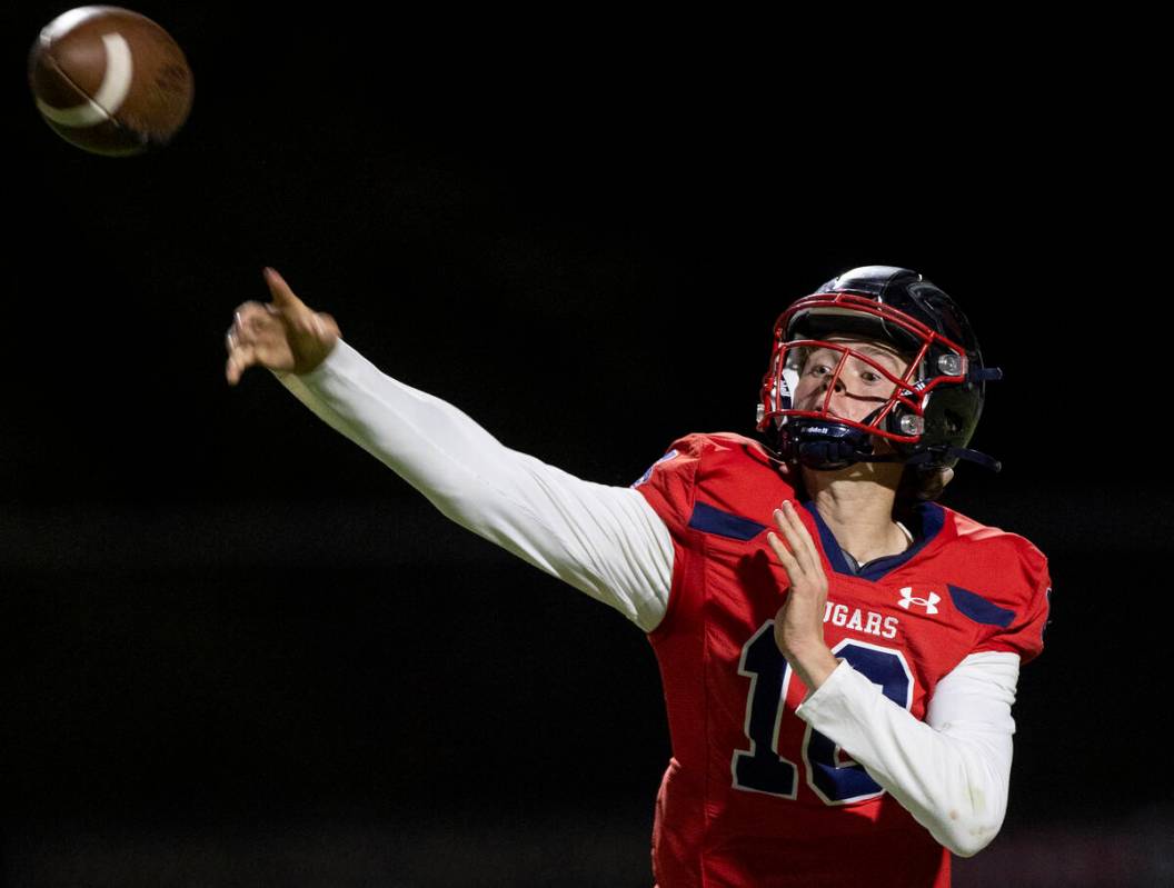 Coronado quarterback Aiden Krause (10) throws the ball during the high school football game aga ...