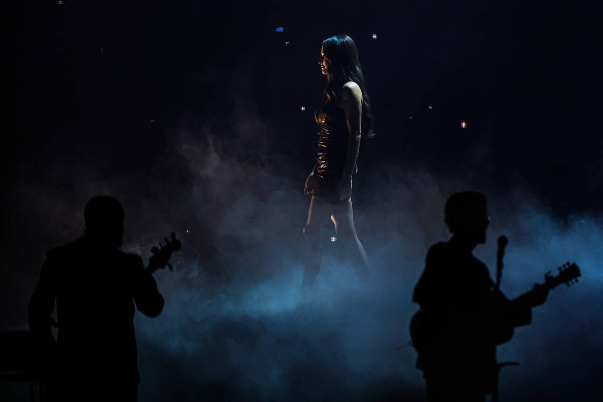 Kacey Musgraves performs during her Deeper Well tour stop at T-Mobile Arena on Saturday, Sept. ...