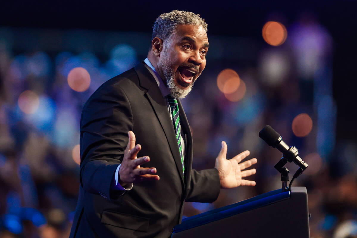 Rep. Steven Horsford, D-Nev., speaks to a crowd during a campaign event for Democratic presiden ...