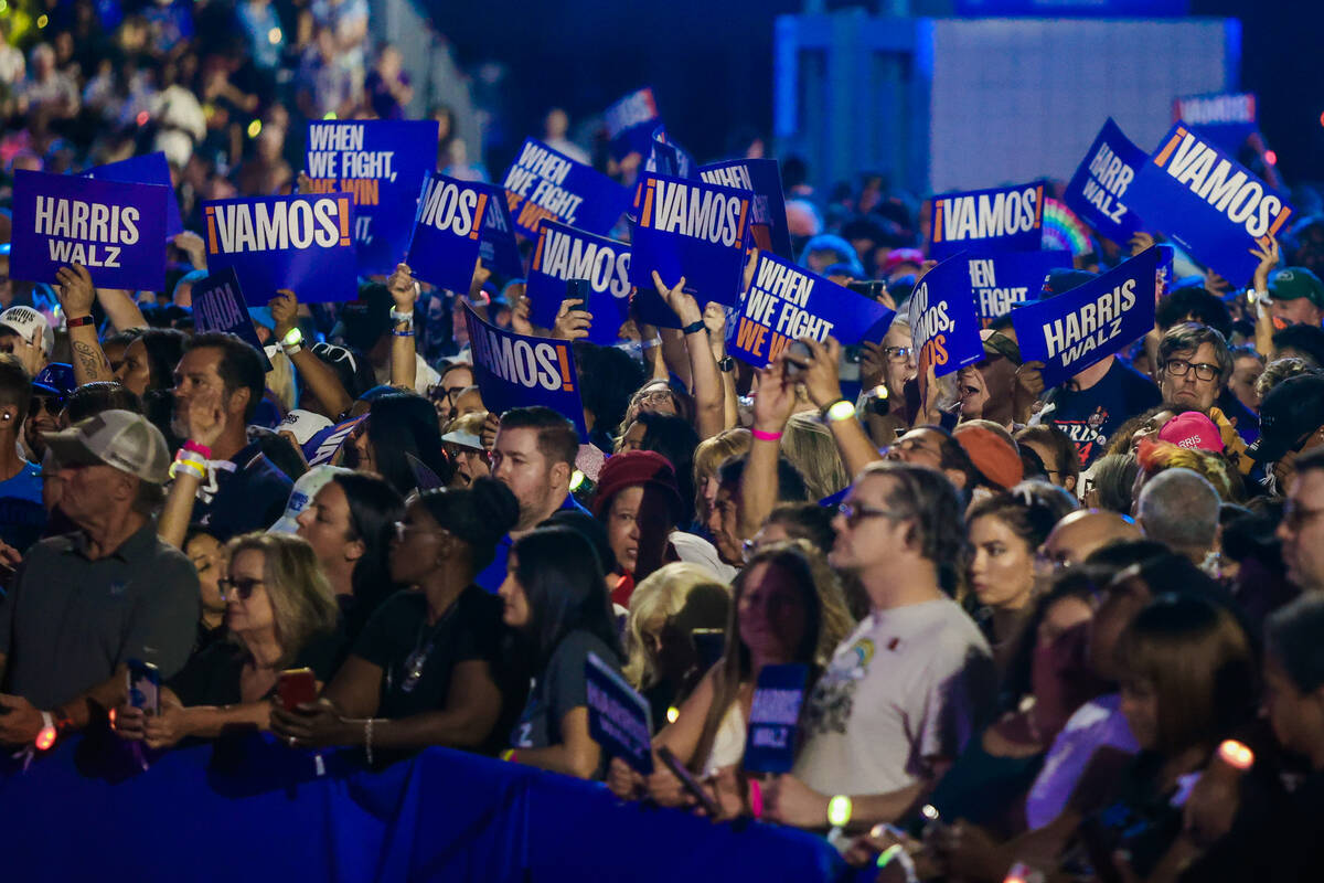 Harris supporters cheer during a campaign event for Democratic presidential nominee Vice Presid ...