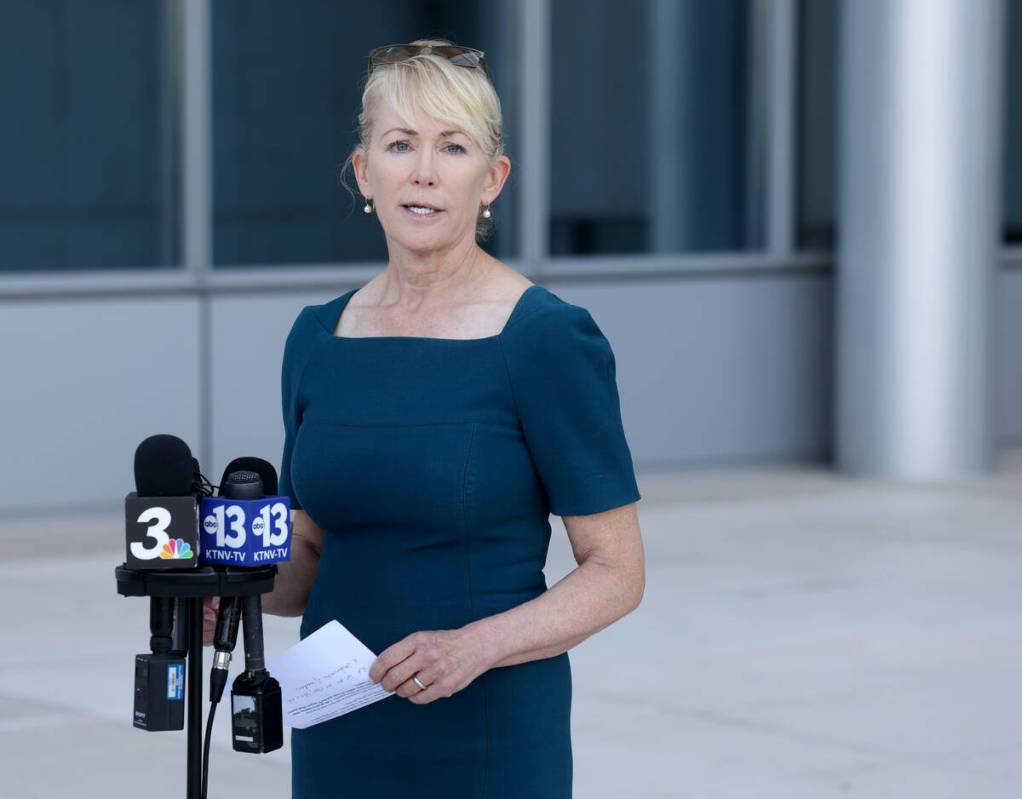 Las Vegas attorney Lori Rogich speaks during a press conference at the Lloyd George U.S. Courth ...